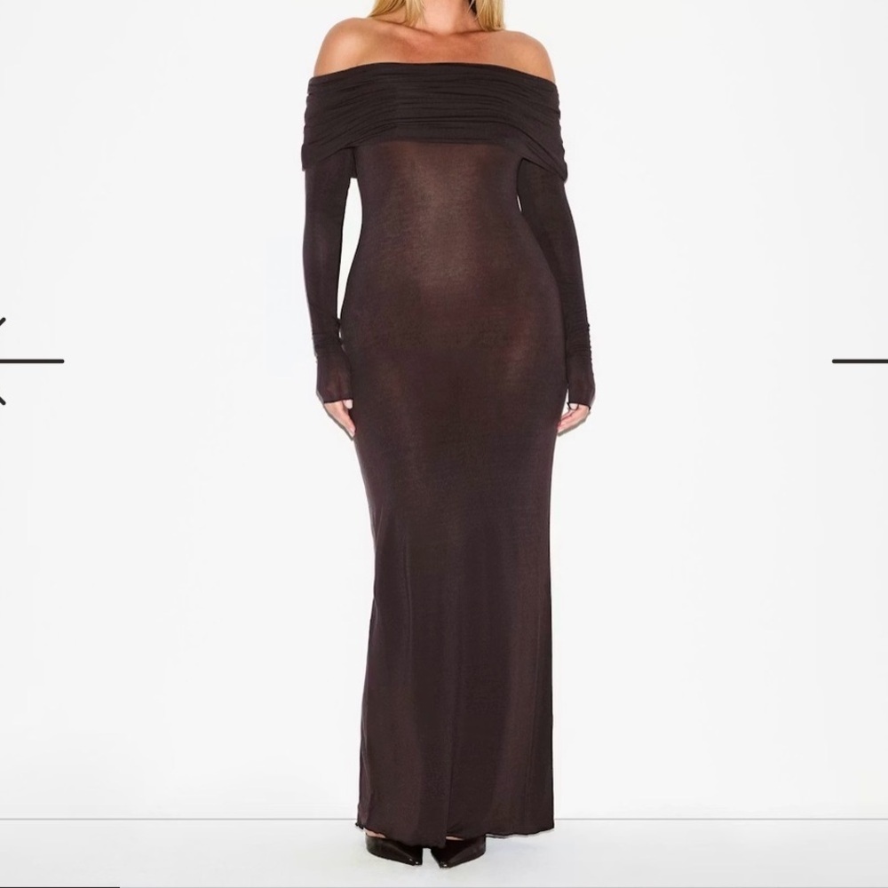 SKIMS sheer modal off the shoulder dress